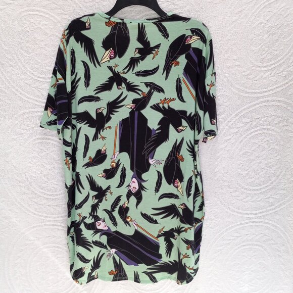 LuLaRoe Seafoam Green Maleficent & Black Crows Hi-Lo Top Size XS (T-392) - Picture 12 of 12